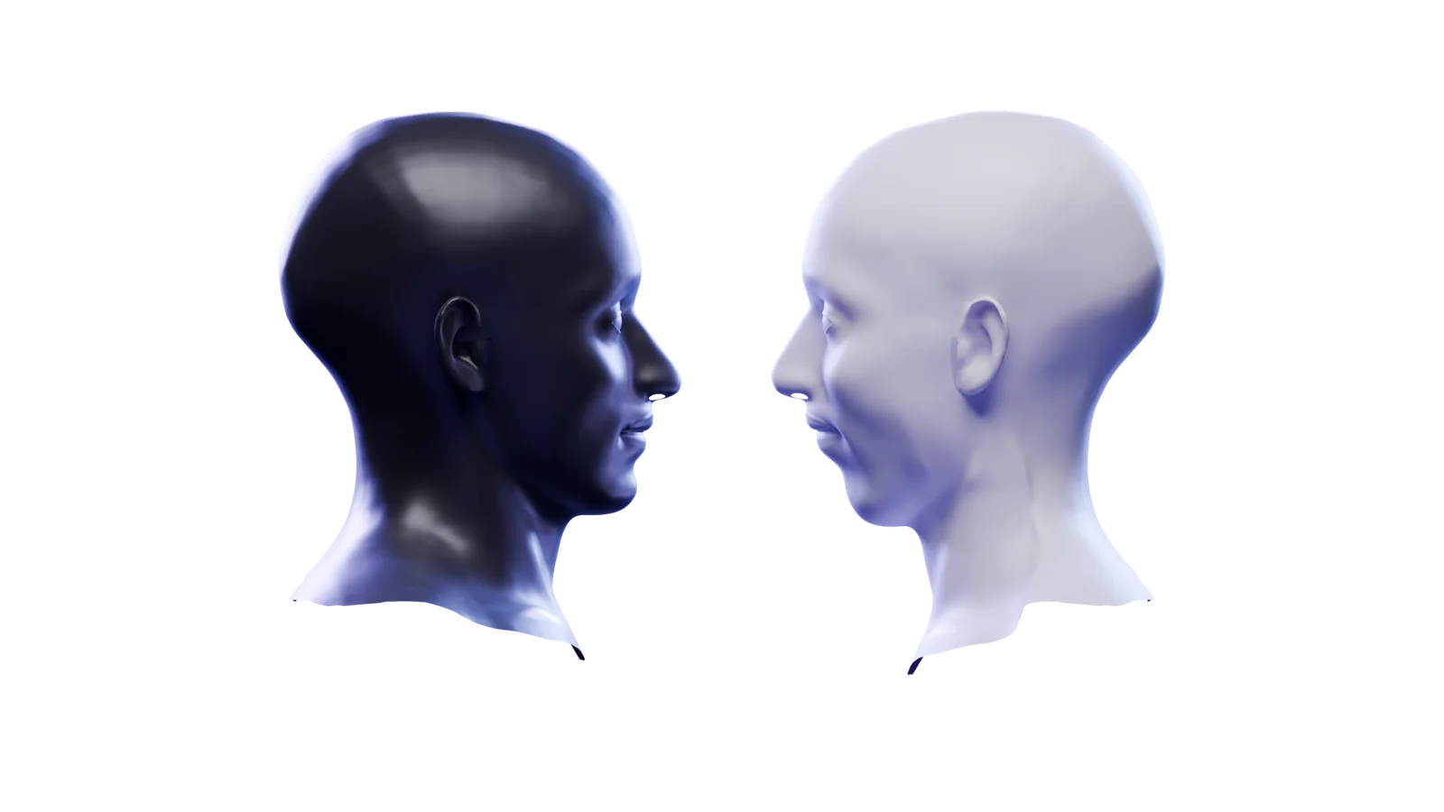 A la izquierda, proporciones promedio; a la derecha, el patrón de la cara clase II larga.